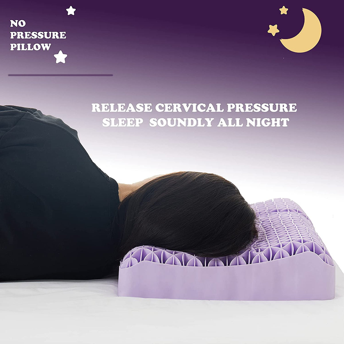 Purple Pillow by Berklan 100% Elastic Grid Ergonomic for Hot Sleepers