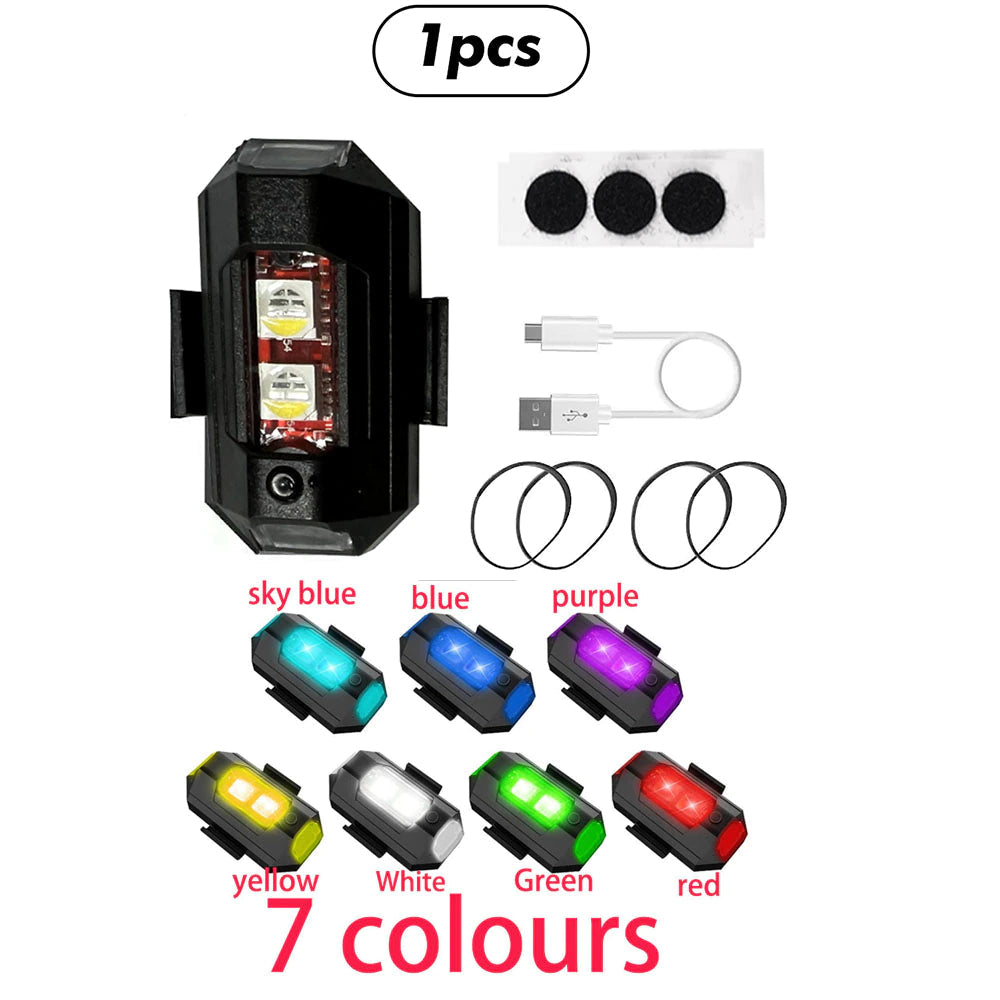 Universal LED Anti-collision Warning Light Mini Signal Light Drone with Strobe Light 7 Colors Turn Signal Indicator Motorcycle