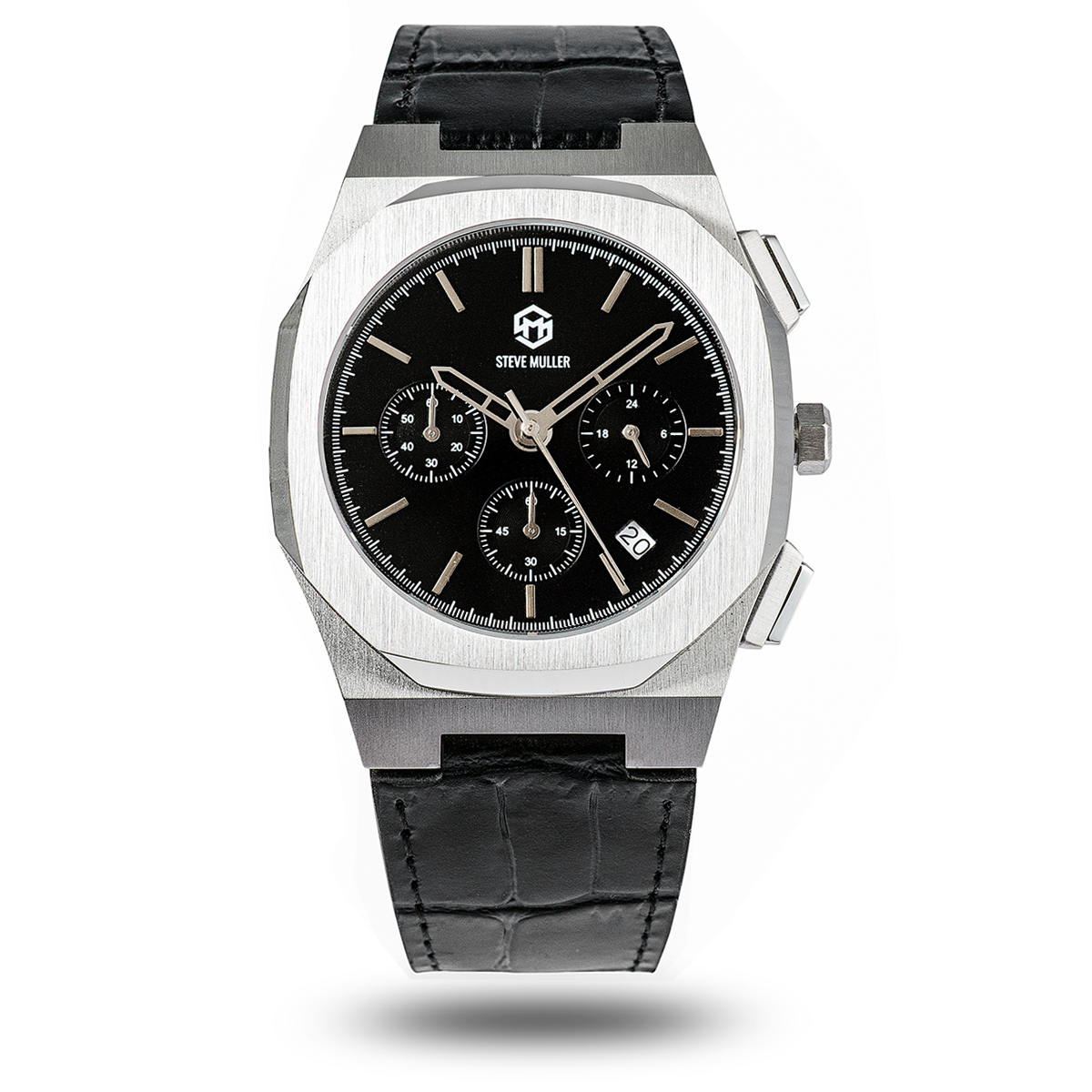 Sigourney Chrono Silver - Black Leather