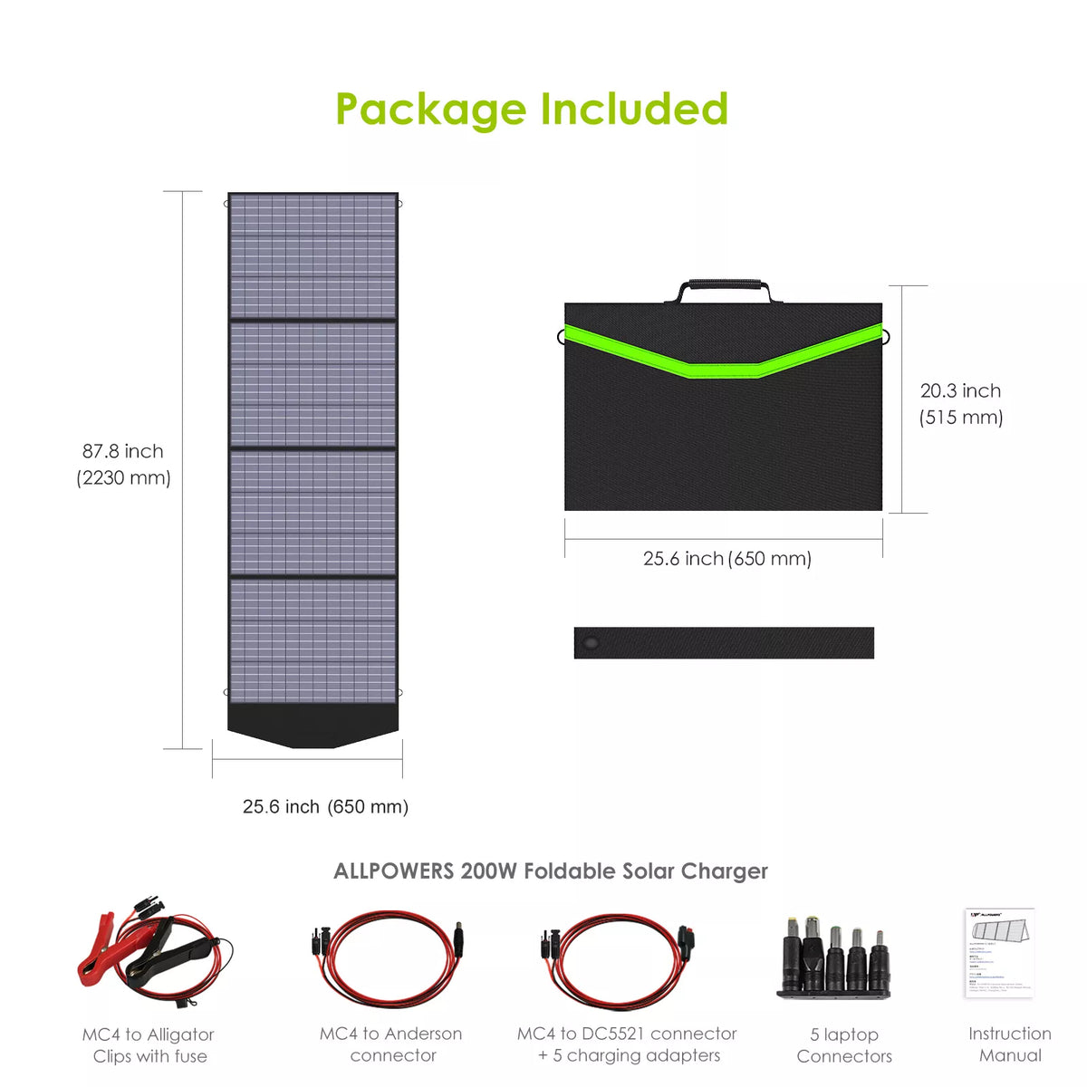 Foldable Solar Panel 100W, Charger for Camping, Laptops, Motorhome, Caravan